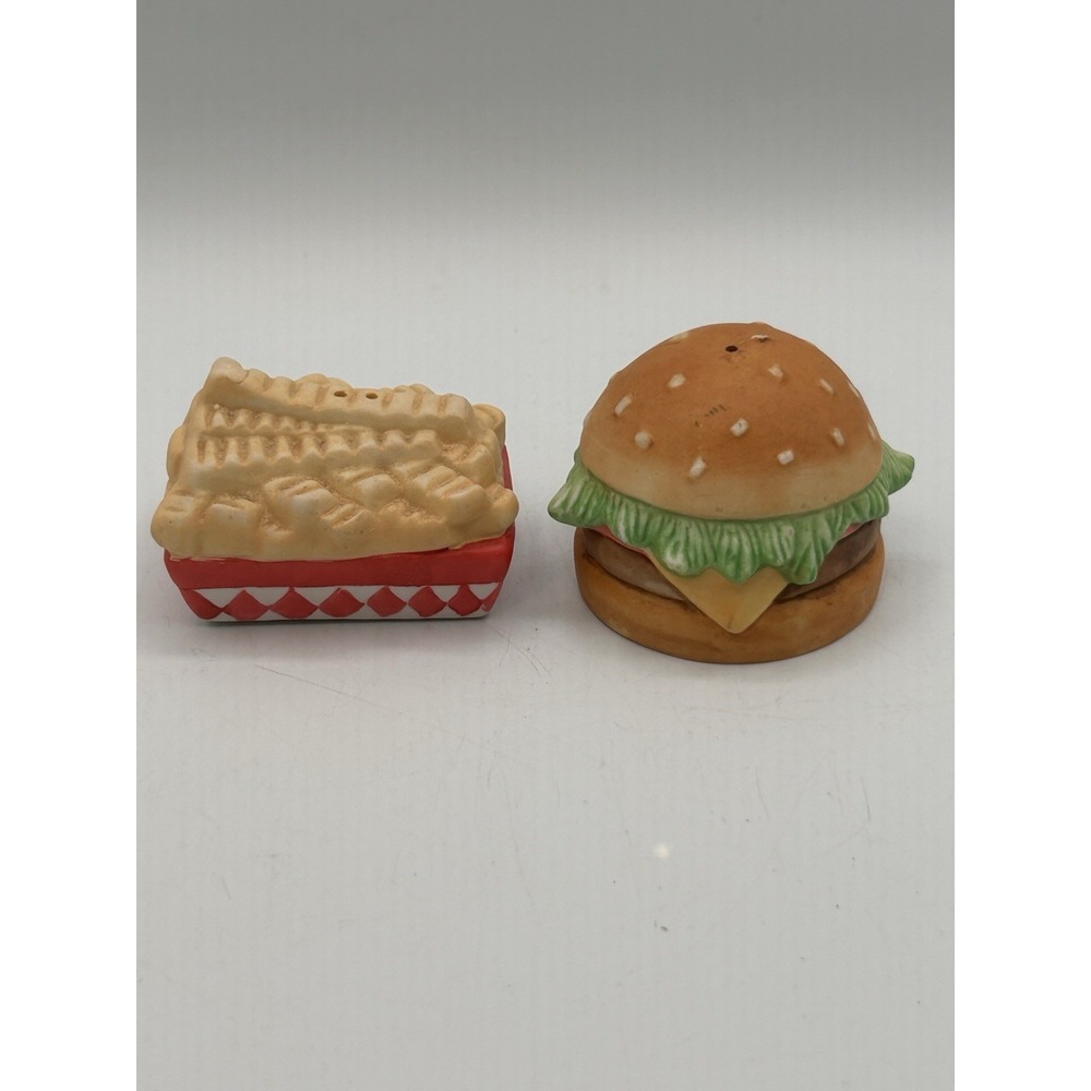 Vintage Freelance Inc. Burger & Fries Ceramic Salt & Pepper Shaker Set